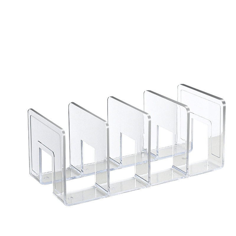 Desktop Bookend Plastic Bookshelf Transparent Acrylic Bezel Book Clip Stand Storage Book Display Rack