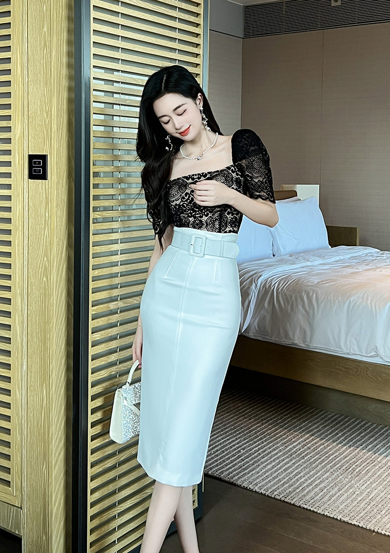 Chân váy bút chì nữ ôm eo cao dáng midi phong cách Pháp — [Đen], [Trắng], [Đỏ] chi tiết 29