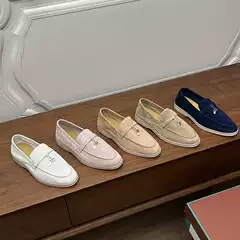 2026Lp Spring and Autumn New Style Women's Loafers Genuine Leather Tassel Slip-On Lazy Shoes Old Money Style Flat Casual Shoes