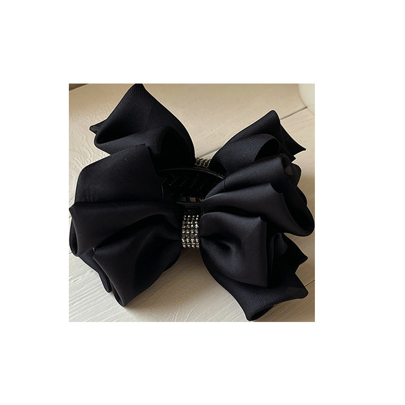 Elegant Black Bow Hair Clip for Women 2025 New High-End Volume-Boosting Bun Claw Shark Clip Hair Accessory