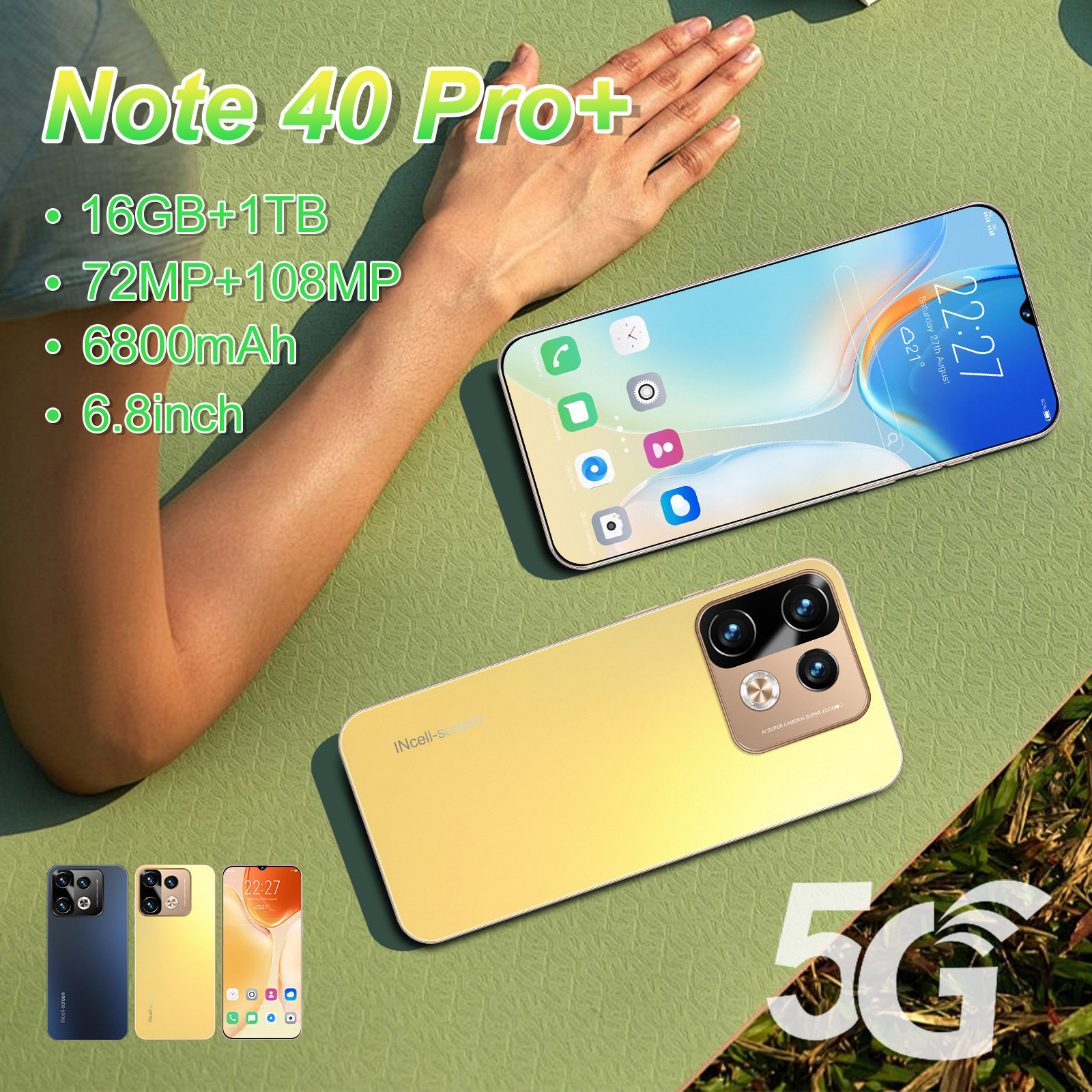 新款Note40Pro+跨境手机6.8incell屏2+16G真4G全球版智能外贸手机