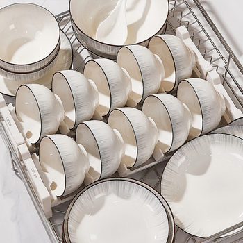 Ceramic Tableware and Dishes Set for Home 2024 New Style Simple Modern Housewarming New Home Bowls and Chopsticks High-End Bowls and Plates