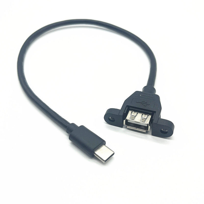 Type-C转USB母延长线带耳朵螺丝孔可固定 USB3.1转USB2.0母面板线