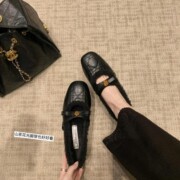 Sheepskin ~ 3cm Height-Increasing Ballet Flats for Women, Diamond-Patterned Pearl Camellia Mary Jane Shoes