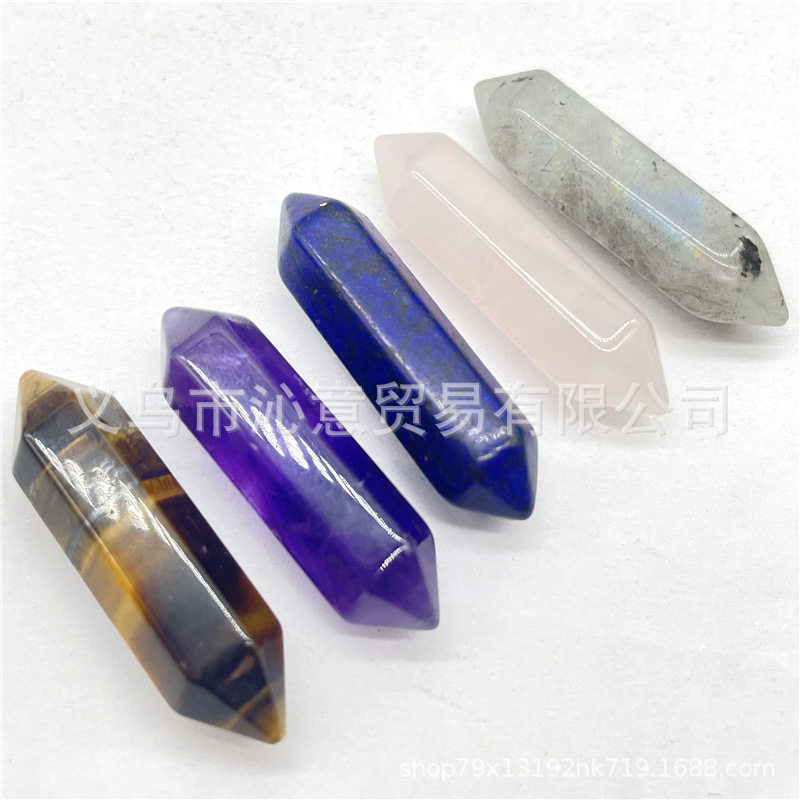 Factory wholesale hot sale natural crystal agate gem hexagon column bullet Crystal column pendant jewelry accessories