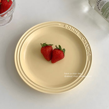 South Korea Ins Ceramic Dish Plate Household Dessert Pastry Plate Western-style Steak Plate Niche Nice Tableware Pasta Plate
