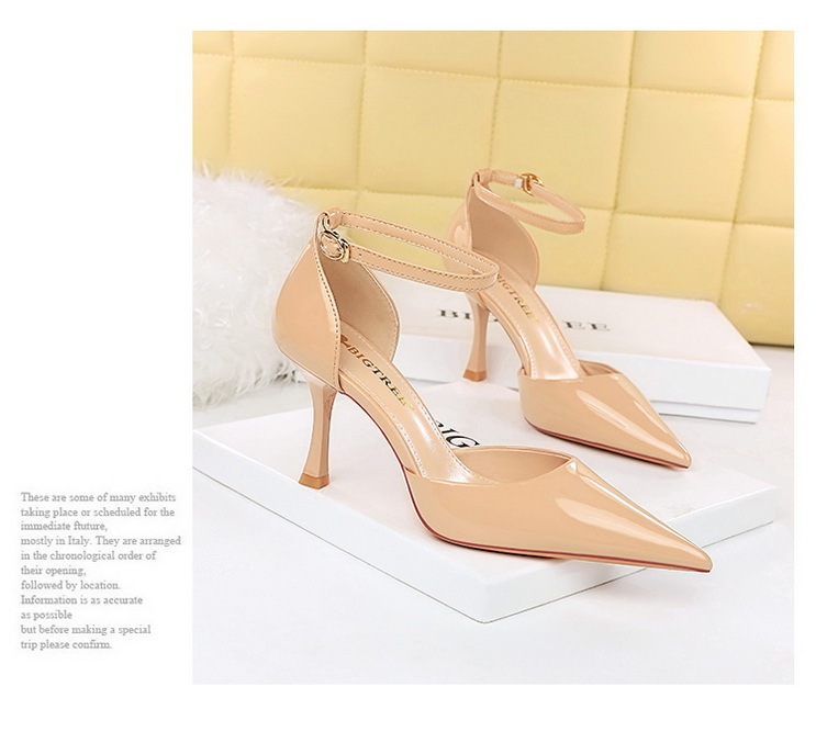 Sandal cao gót nữ mũi nhọn quai ngang gót ly, đế cao su, phong cách thanh lịch — Màu đen, Màu đỏ, Màu đỏ rượu, Màu nude