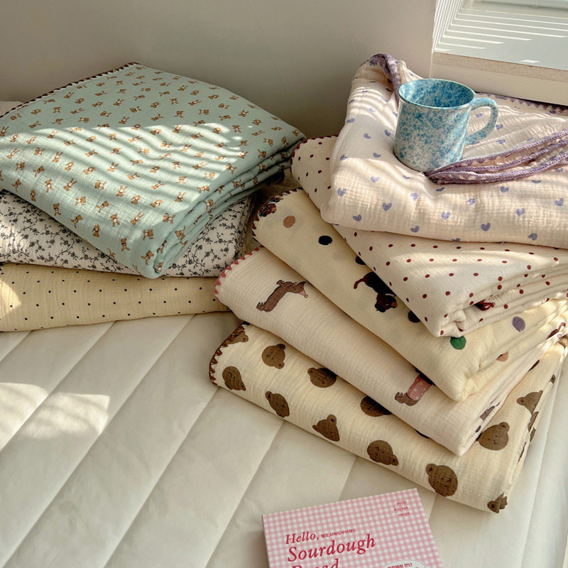 New Ins Style Korean Class a Cotton Crepe Multifunctional Blanket Summer Quilt Blanket Four Seasons Sofa Leisure Office Blanket
