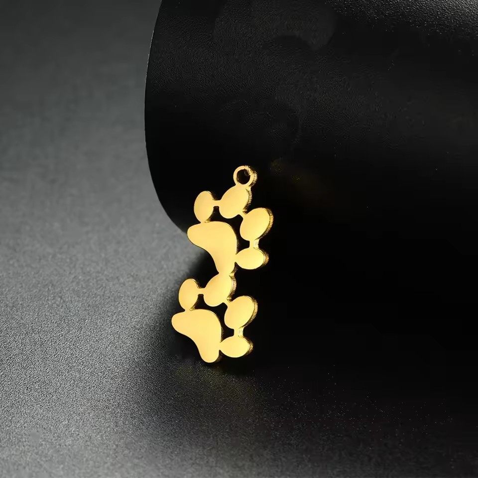 hot sale stainless steel paw charm animal cat dog handmade pendant diy necklace bracelet jewelry manufacture wholesale