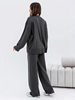 Amazon Cross-Border Tattered Style Solid Color Woolen Suit Two-Piece Round Neck Pullover Top Slim Straight Woolen Pants