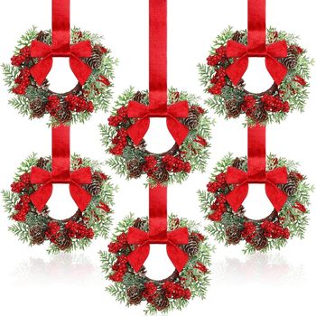 Cross-Border Bow Ribbon Closet Hanging Ring Home Decoration Christmas Wreath Door Hanging Manufacturer Sales Christmas