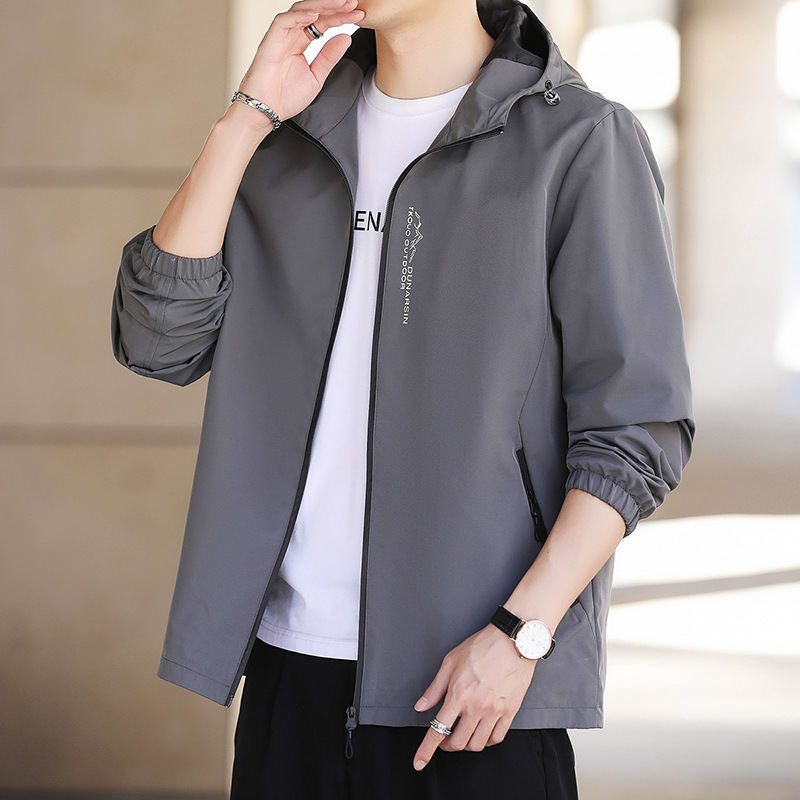 Áo Khoác Nam Dáng Ôm Mũ Liền Hàng Mùa Xuân Thu Đông Phong Cách Trẻ Trung