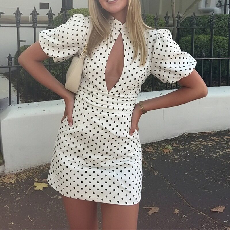 Summer Womens Dress Elegant Hollow Dot Design Fashionable Casual Wear Wholesale Available OEM ODM service
