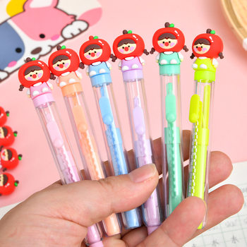 Cartoon Apple Duoduo Girl Push-Pull Eraser Student Error Correction Pocket Pencil Eraser Children's Cartoon Push-Pull Eraser