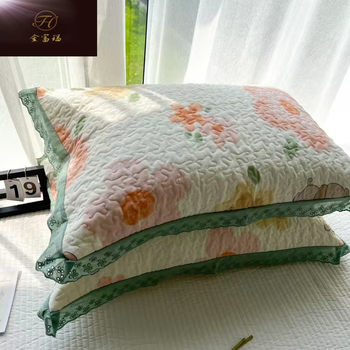 New Class A Maternal and Infant Grade Pure Cotton Cotton Lace Pillowcase Korean Quilted Pillow Cover Small Fresh Pure Cotton Pillow Cover