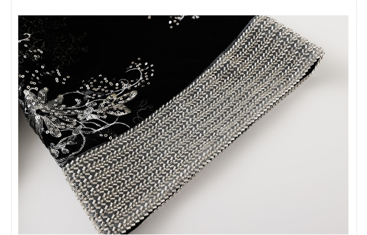 Bộ đầm nữ cổ tròn dài tay thêu sequin đính cườm kèm chân váy đuôi cá — váy, áo khoác