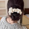 Gentle Pleated Head Flower Large Intestine Hair Ring Internet Celebrant 2024 New Style Ball Head Striped Hair Ring Hair Rope Tie Hair Rope