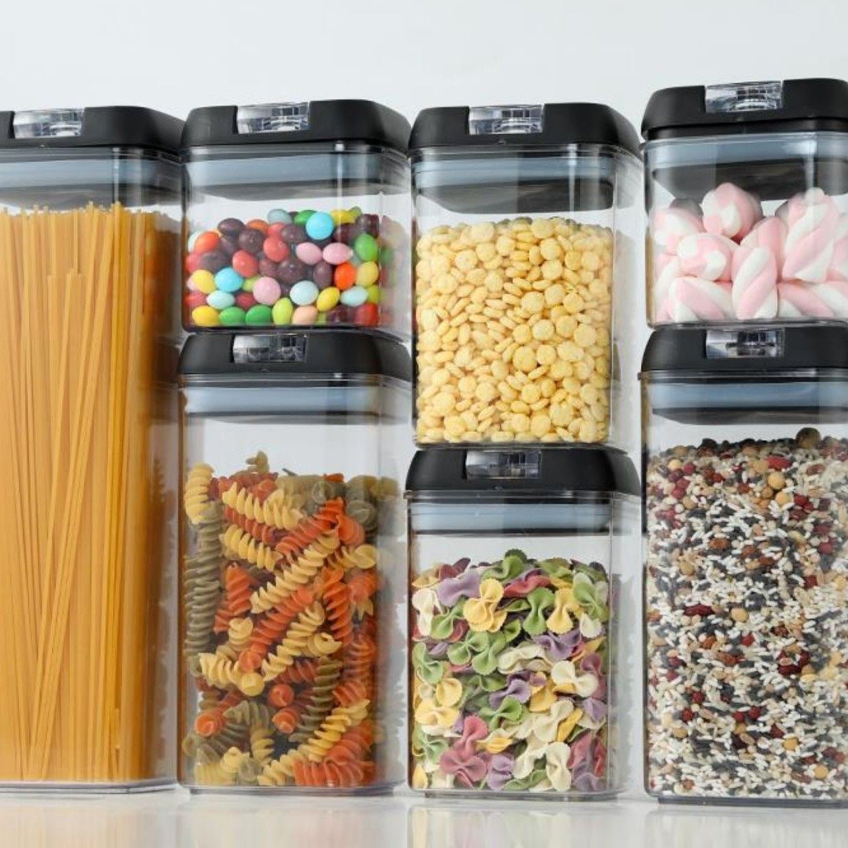 Grain storage kitchen food sealed plastic seven-piece set transparent storage storage tank grain moisture-proof sealed box