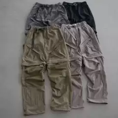 Removable! Flat Solid Color Multi-Pocket Functional Tooling Detachable Wear Sports Outdoor Hiking Casual Pants for Men
