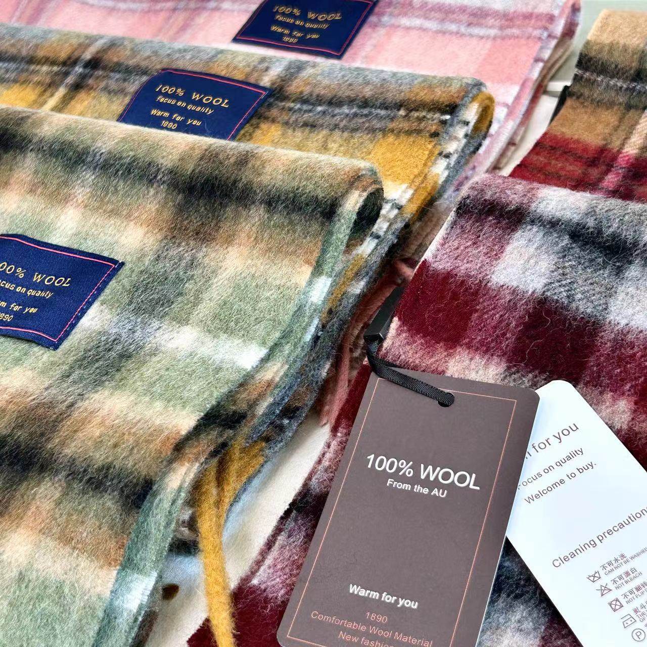 Australian Wool British All-match Plaid Scarf Women's Winter Men's Couple's Cashmere Warm Double-sided Scarf