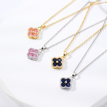 Moxi Autumn New Light Luxury Four-Leaf Clover Copper Inlaid Zircon Pendant Necklace Personalized High-End Design Fashion Versatile Gift