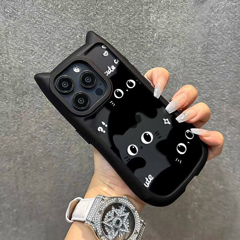Cartoon Cat Phone Case Suitable for Apple 16, iPhone 15 Pro, 14/13, 3D Cat Ears, 12Th Generation, Cute and Fun