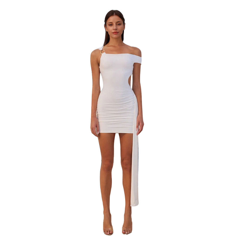 White Off Shoulder Bodycon Dress Elegant Spring Summer Style Perfect for Parties and Events Wholesale Available