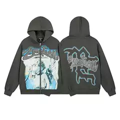 2025 American Trendy Brand Mixed Emotion Hoodie Sweatshirt Windbreaker Zipper Jacket Cross-Border Export