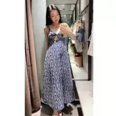 Zr Export Cross-Border 2025 Summer Elegant Elegant Laminated Cut Out Embroider Sleeveless Midi Dress 3564112