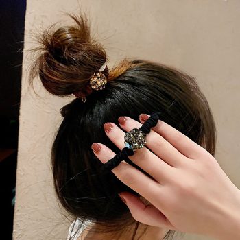 New Korean high-end hair rope Czech Diamond large intestine hair rope hair accessories ball hair ring high elastic rubber band headdress