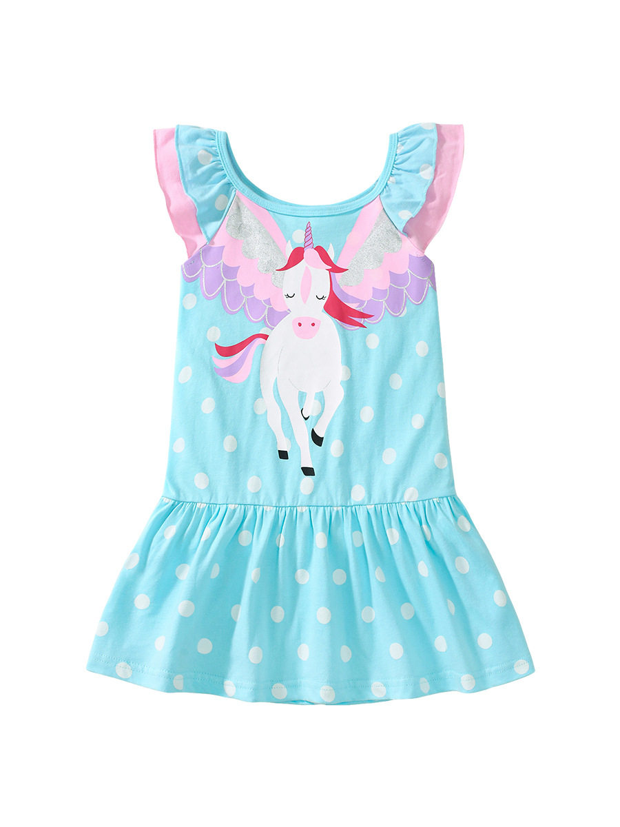 Custom-made Girls' Dress, Cartoon Short-sleeve Kids' Dress, Summer Cotton Kids' Skirt