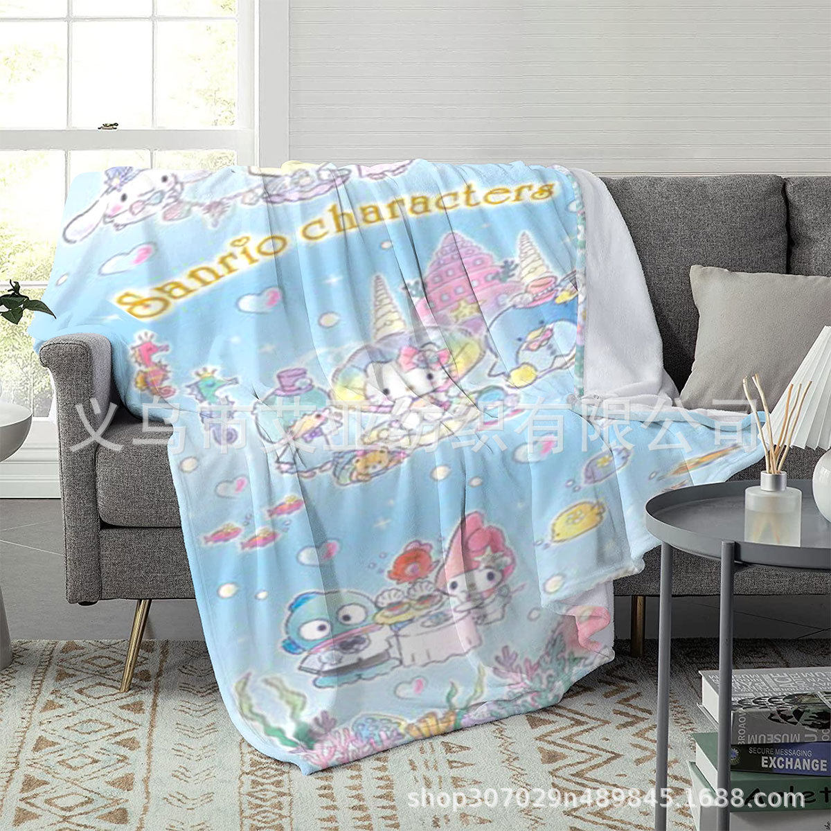 Cross-Border Cartoon Children's Sanrio Flannel Blanket Digital Printing Blanket Four-Season Air-Conditioning Blanket Lunch Break Blanket