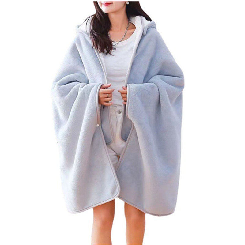 Blanket Shawl 2023 New Style Cape Style Thickened fleece-lined Double Layer Warm Office Nap Student Blanket Winter