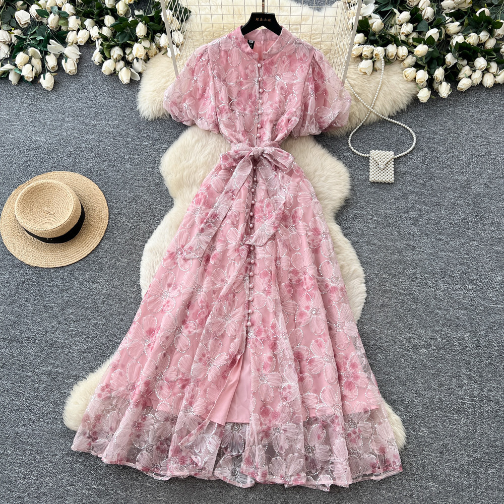 Lace Sequin Maxi Dress for Women High Waist A Line Silhouette Elegant Style Perfect for Summer Parties Wholesale