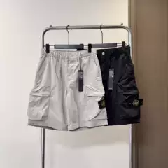 Cross-Border Trendy Brand Stone Compass Logo Work Shorts for Men and Women, Loose Drawstring Pure Cotton Five-Point Shorts for Summer