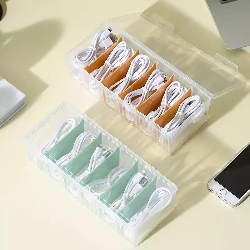 Desktop Data Cable Storage Box Large Capacity Partition Dustproof Card Storage Box Desktop Organization Miscellaneous Box