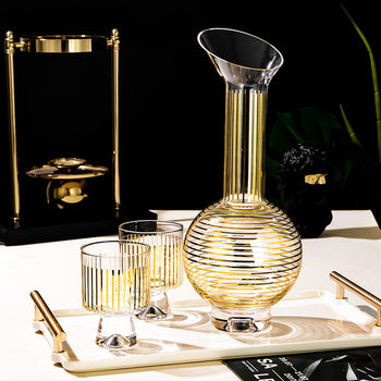 European Style Creative Glass Striped Oblique Decanter Set Household Bar Model Room Decorative Cold Water Kettle Set