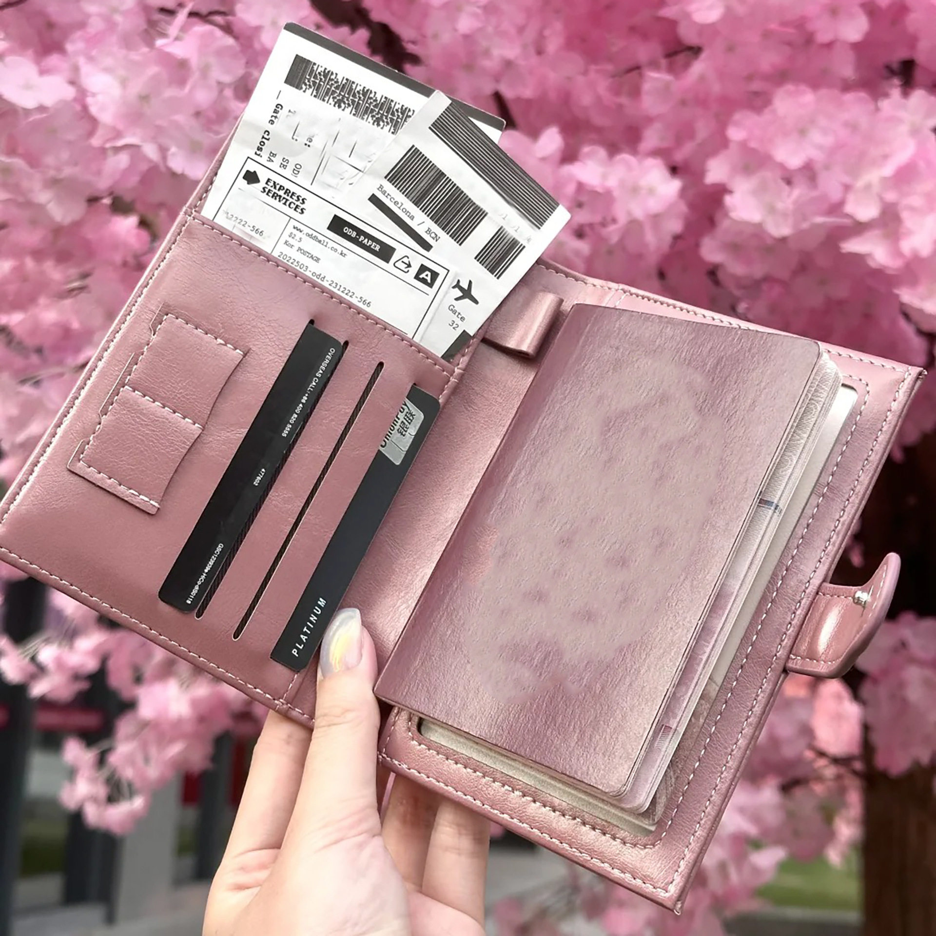 Anti-theft brush RFID travel passport holder protective case cover card position certificate storage passport bag wallet integrated