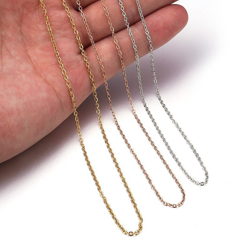 Spot Women's Titanium Steel Necklace O-Shaped Chain Chain Lip Chain Flat Cross Stainless Steel Necklace Length Multiple Specifications