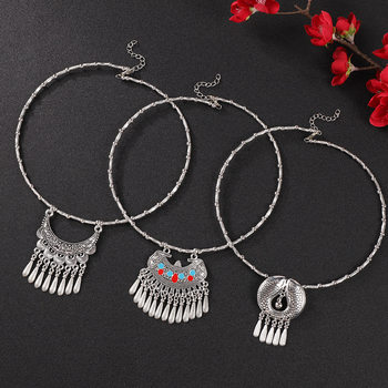 Vintage Ethnic Style Tassel Collar Hollow Flower Miao Silver Pendant Necklace New Chinese Niche Distinctive Clavicle Chain for Women