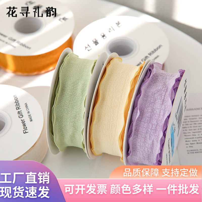 Плиссированная лента для оптовой продажи цветочных упаковочных материалов Macaron diy цветочная упаковочная лента 4 см лента для упаковки цветов Изображение 1