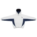 White and gray with blue/sweatshirt