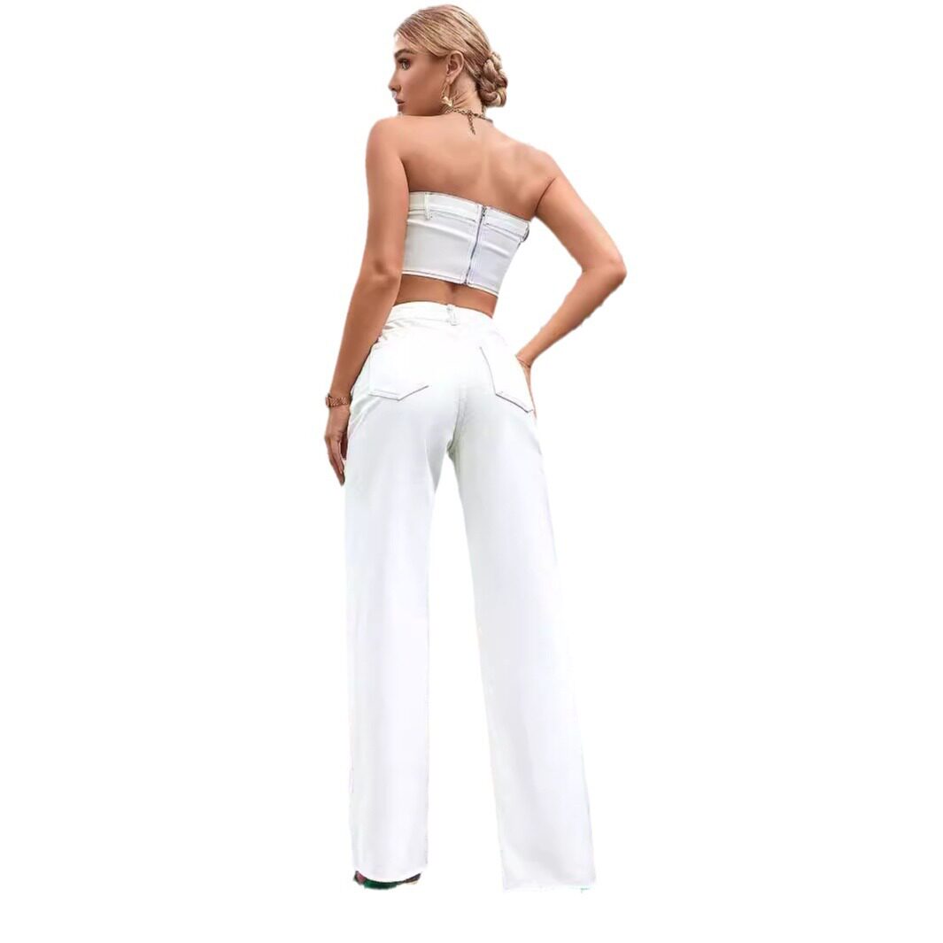 Womens Straight Leg Denim Jeans Slim Fit Versatile Style Trendy Design Casual Wear Ready to Ship