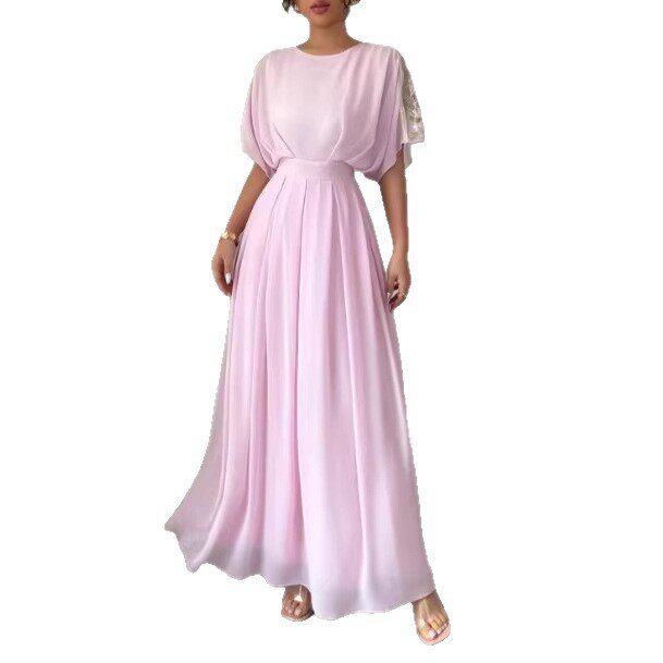 Women's Chiffon Elegant Crew Neck Dolman Sleeve Dresses