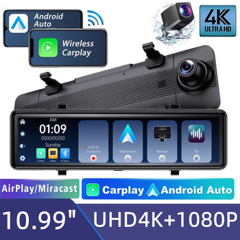 Cross-border screen driving recorder streaming media rearview mirror 4K HD Carplay before and after double recording GPS track