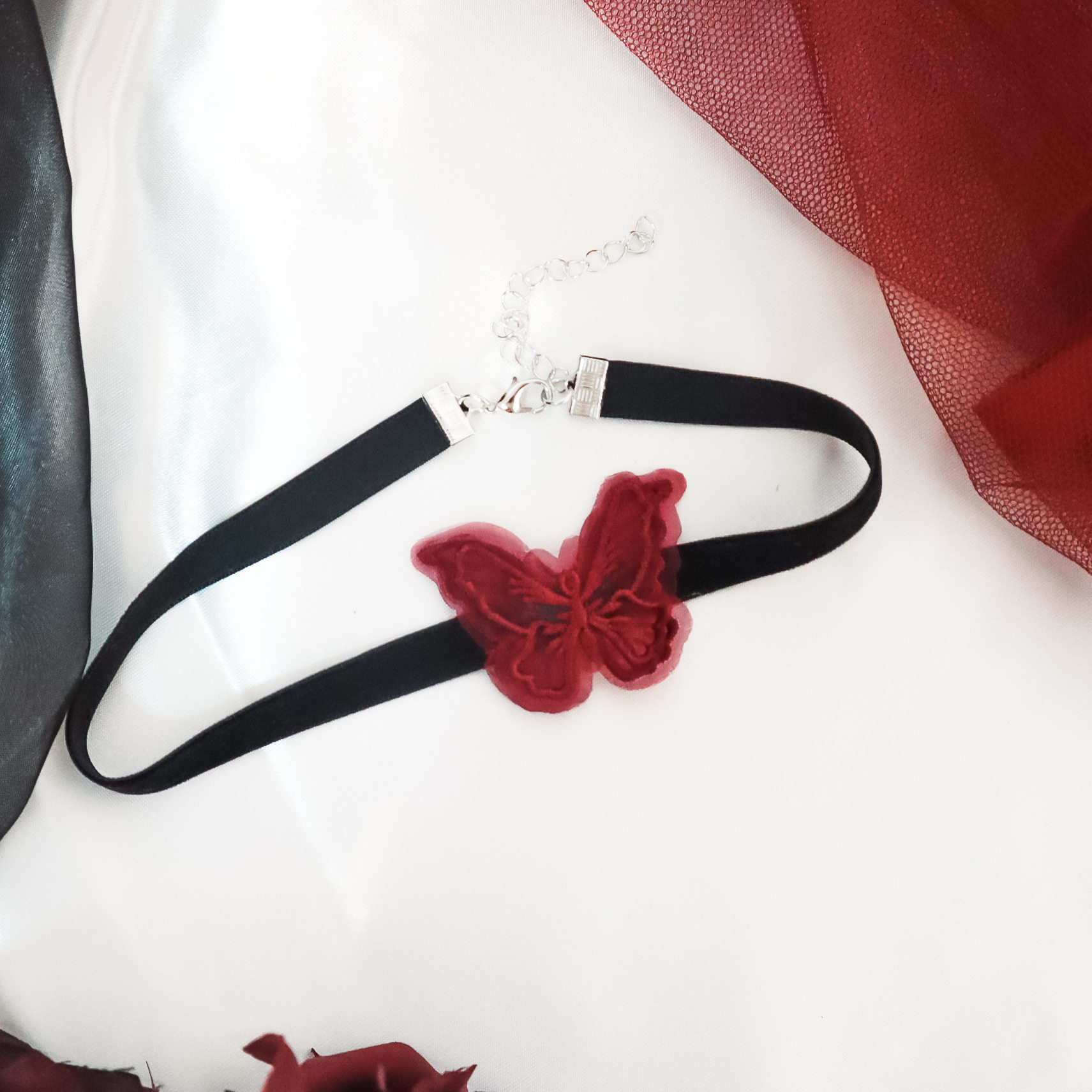 Dark Night Butterfly Collar Necklace Ankora Red Clavicle Chain Temperament Super Fairy Three-dimensional Butterfly Necklace Cross-border Jewelry