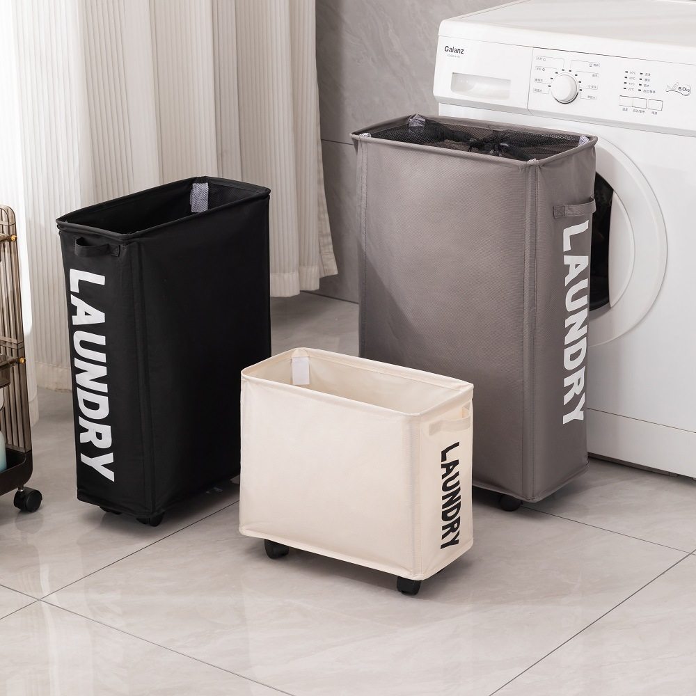 New Folding Storage Basket Large Capacity Roller Skating Dirty Clothes Basket Fabric Household Laundry Blue Durable Storage Storage Box