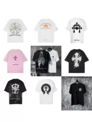Long-Term Supply of New Trendy Brand Ch Cro Correct Version Sanskrit Cross Print Couple Short-Sleeve T-Shirts Wholesale