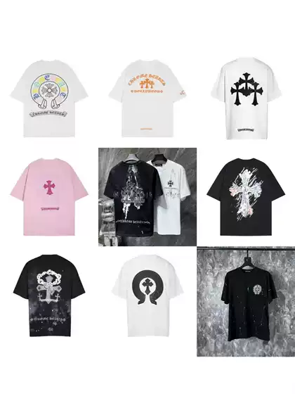 Long-Term Supply of New Trendy Brand Ch Cro Correct Version Sanskrit Cross Print Couple Short-Sleeve T-Shirts Wholesale