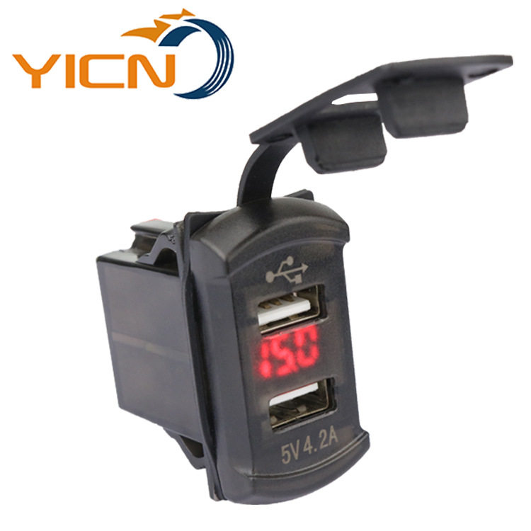 Motorcycle RV boat modification available switch type USB charger voltage strap 4.2A dual USB car charger